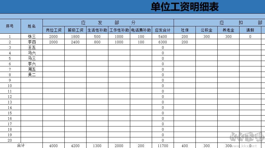 工資表模板_工資表模板免費(fèi)下載