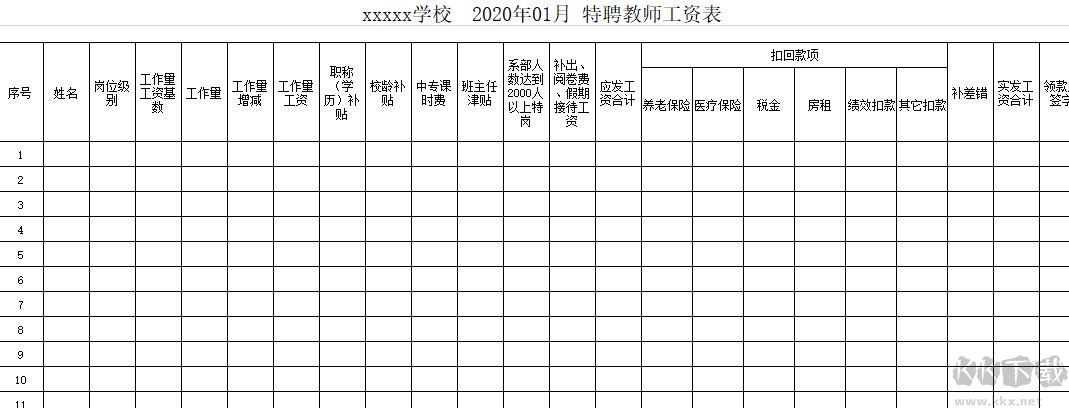 工資表模板_工資表模板免費(fèi)下載