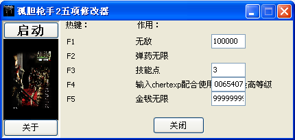 孤膽槍手2五項(xiàng)修改器